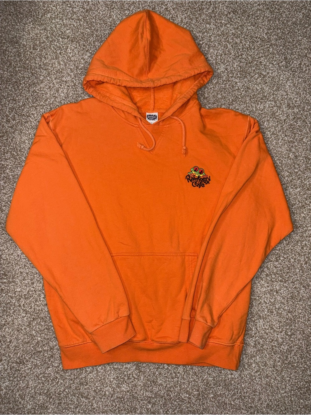 Rainforest Cafe Embroidered Tree Frog Orange Pullover Hoodie